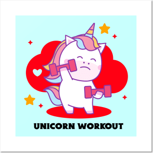 Unicorn Workout | Cute Baby Posters and Art